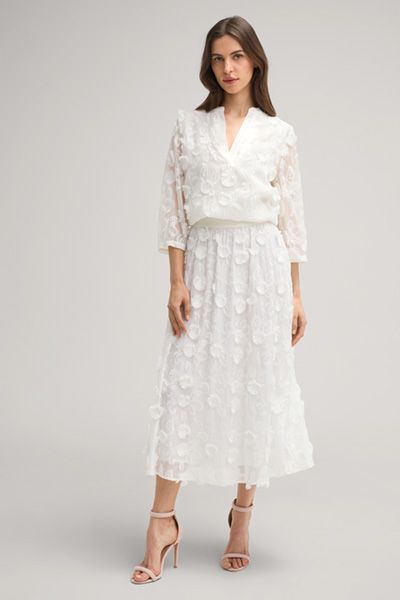 Elegante floral bestickte Bluse mit Ärmeln