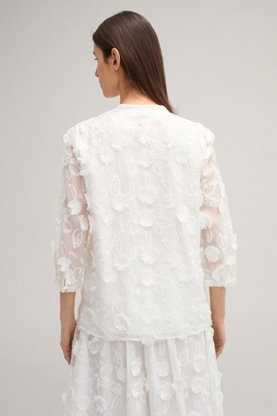 Elegante floral bestickte Bluse mit Ärmeln