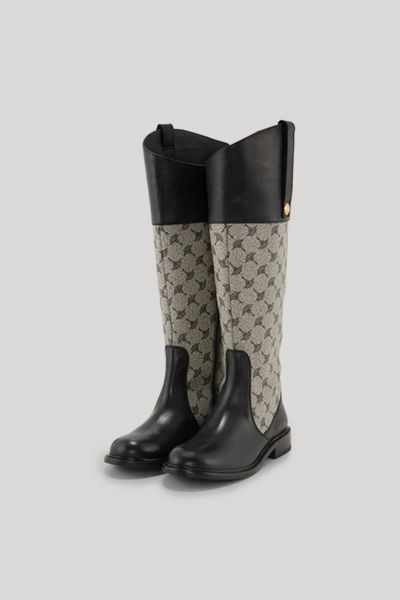 Bogner Mazzolino Misto New Tori Schwarze, gemusterte Kniehohe Stiefel