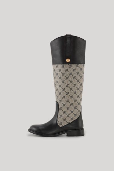 Bogner Mazzolino Misto New Tori Schwarze, gemusterte Kniehohe Stiefel