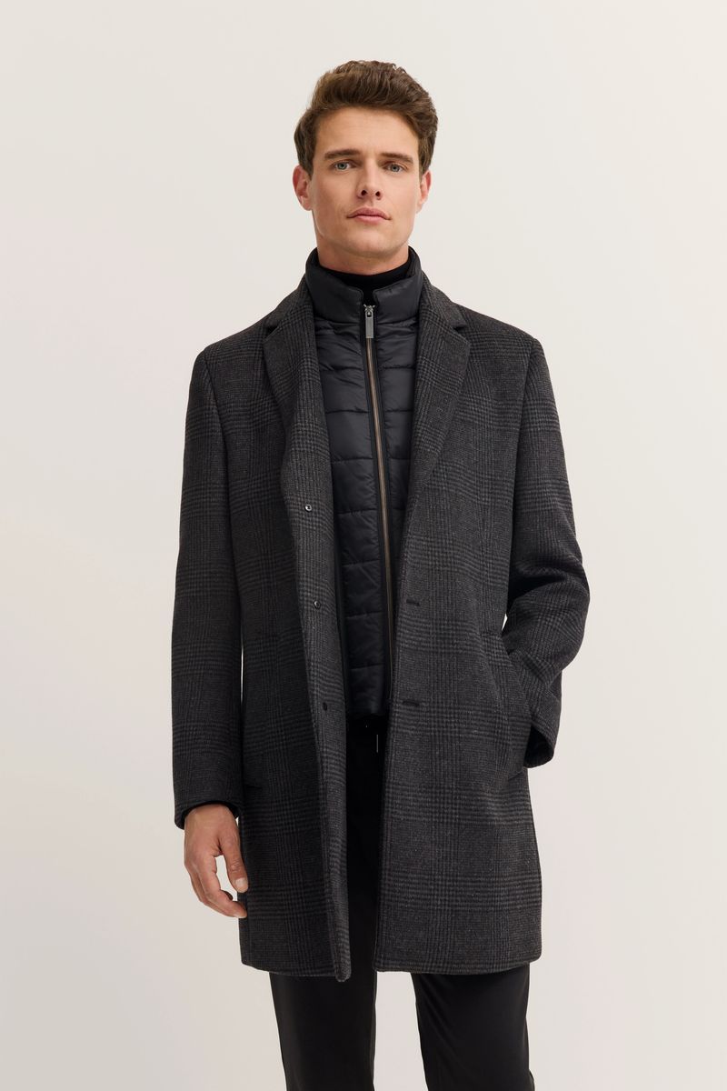 Mantel mit Glencheckmuster und herausnehmbarer Weste