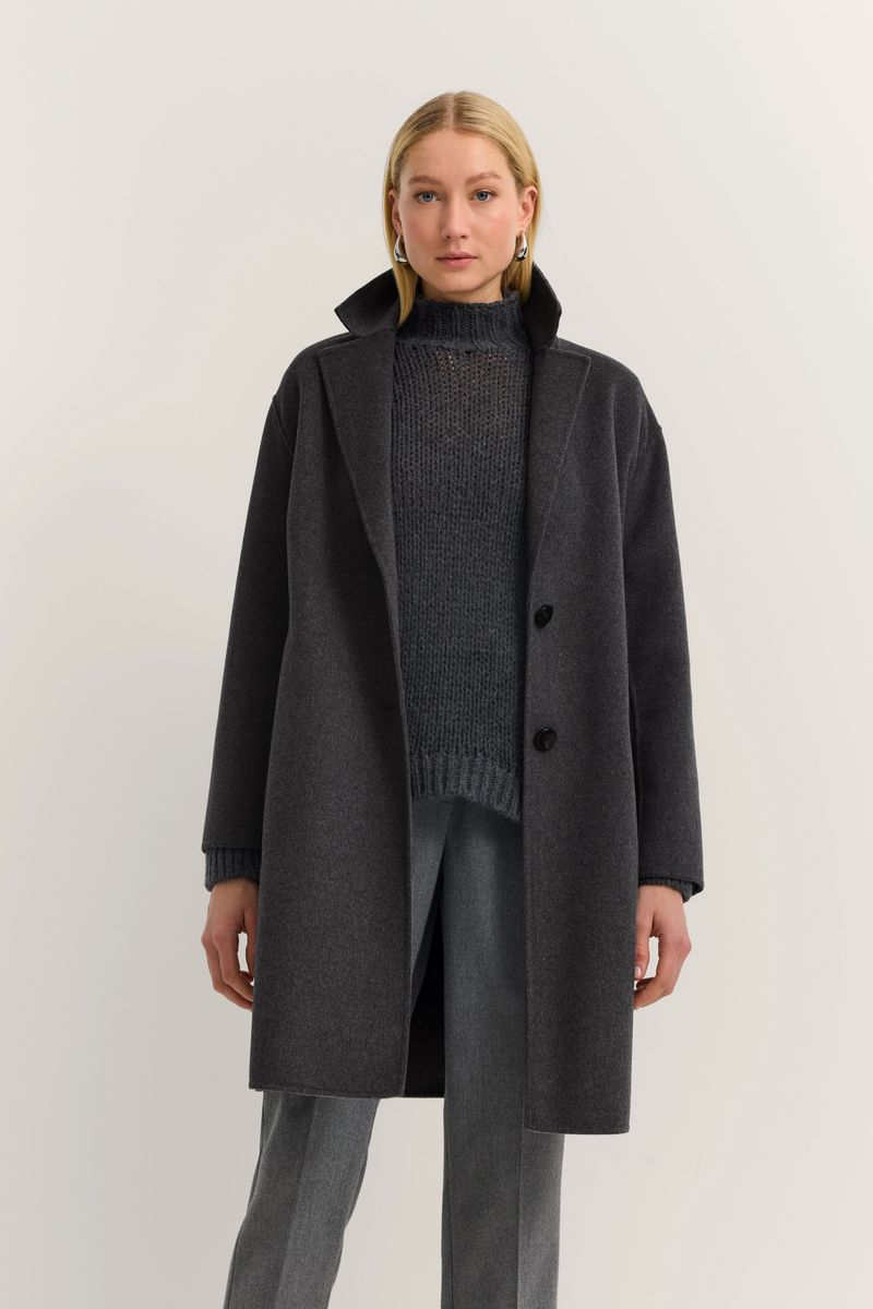 Oversize Wollmix Mantel mit Reverskragen