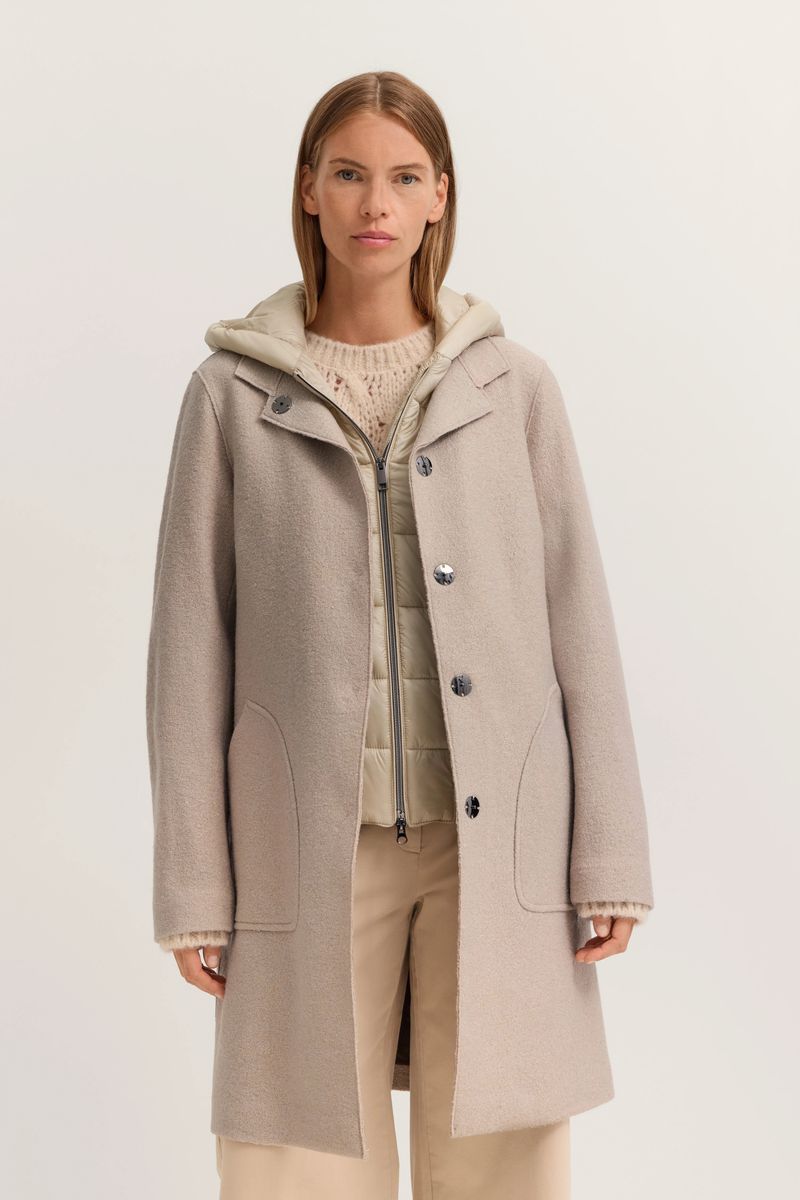 Wollmantel mit Kapuze und herausnehmbarer Weste