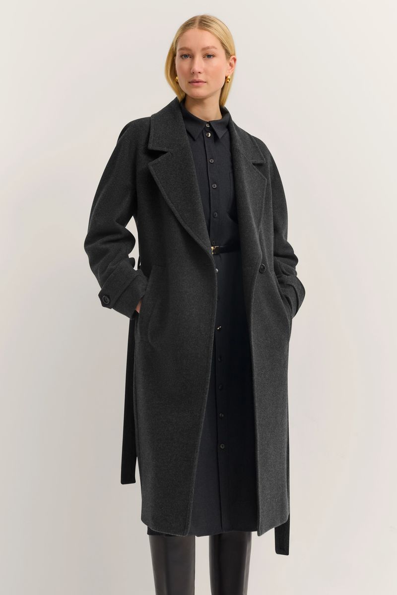 Oversize Wollmix-Trenchcoat mit Bindegürtel