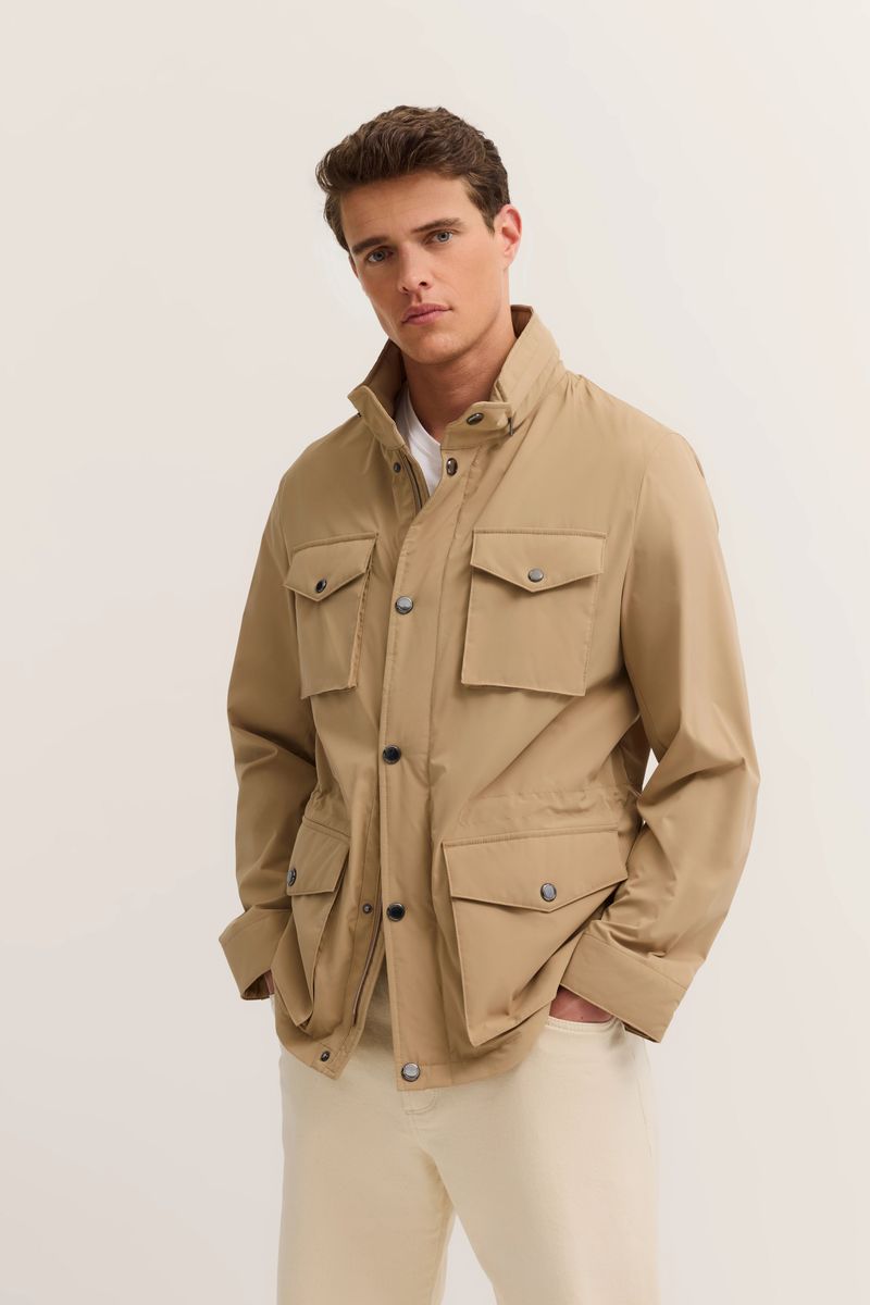 Beige Übergangs-Fieldjacket mit Stretch
