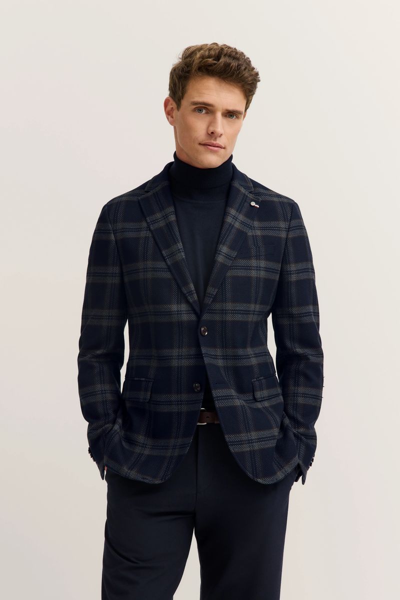 Modern Fit Glencheck Karierter Blazer