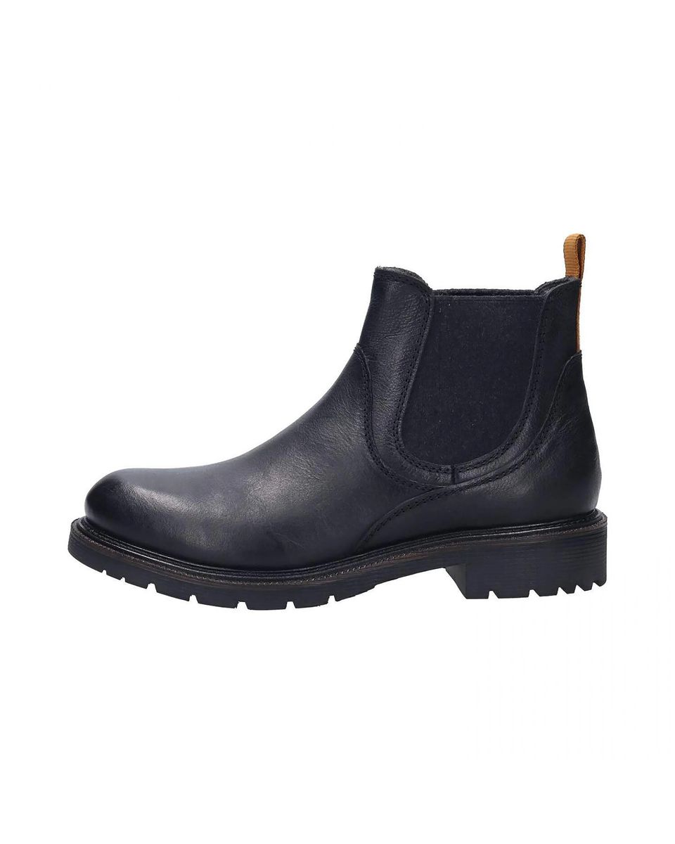 Klassischer Leder-Stiefelette in Schwarz