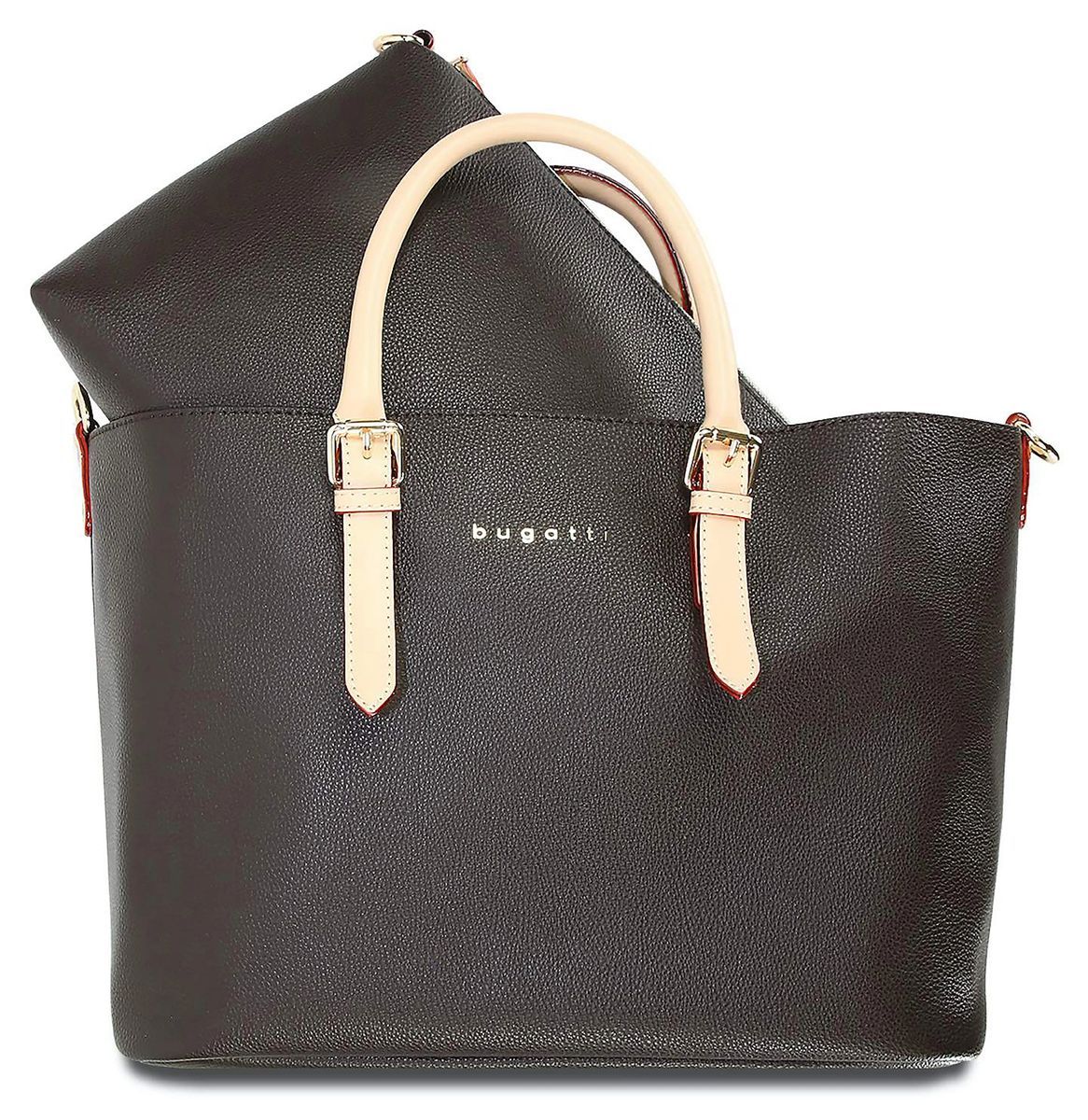 Klassische strukturierte Tragetasche mit Pochette