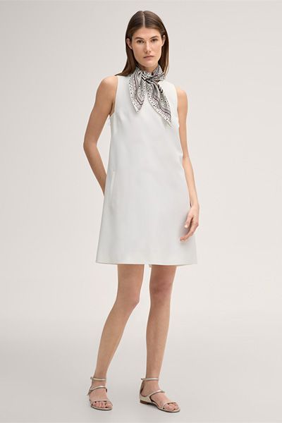 Crêpe-Etui-Kleid in A-Linie in Ecru