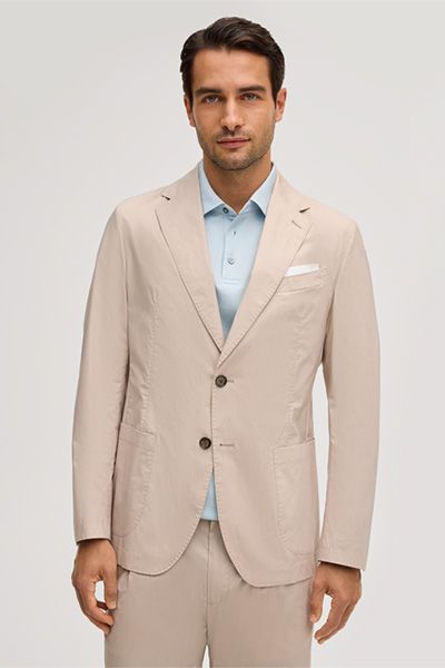 Beiges Sakko mit Revers aus Baumwollmischung