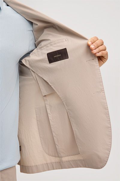 Beiges Sakko mit Revers aus Baumwollmischung