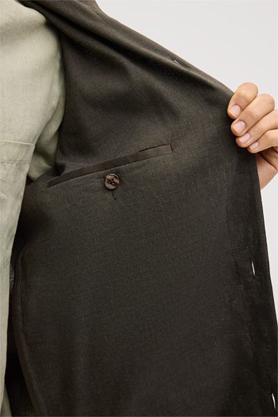 Dunkelgrünes Overshirt aus Leinenmischung