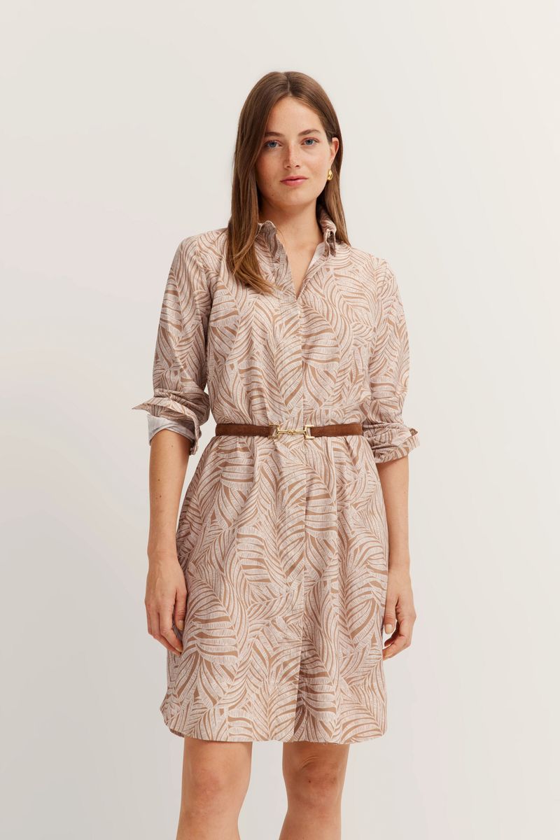 Hemdblusenkleid mit Grafikmuster und Gürtel