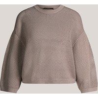 Taupefarbener Struktur-Pullover mit Ballonärmeln