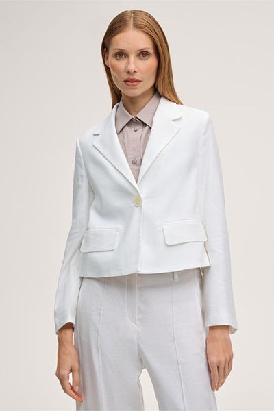 Kurze Blazerjacke aus Leinenmischung
