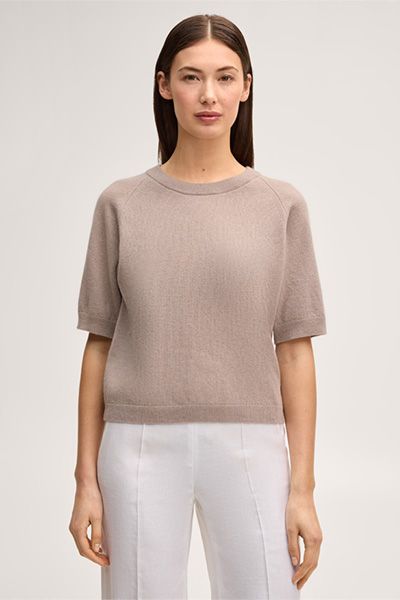 Elegantes Kaschmir-Strickoberteil mit kurzen Ärmeln