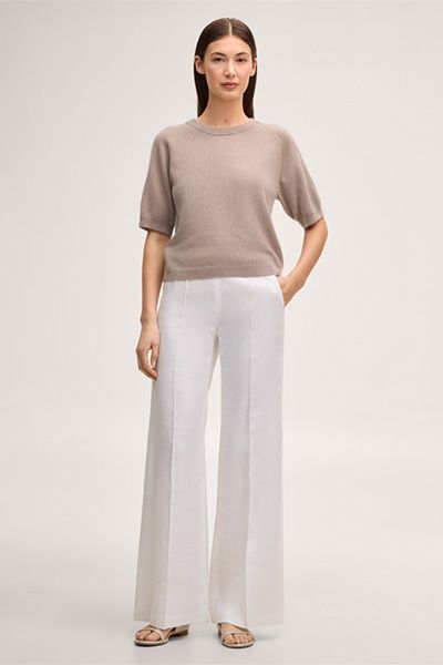 Elegantes Kaschmir-Strickoberteil mit kurzen Ärmeln