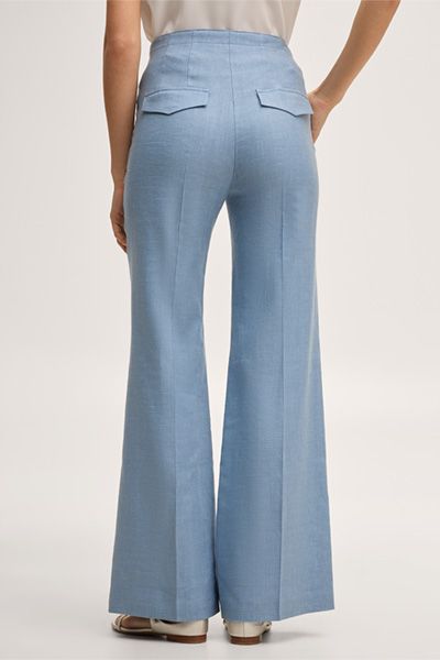 Leinenstretch-Marlenehose in Hellblau
