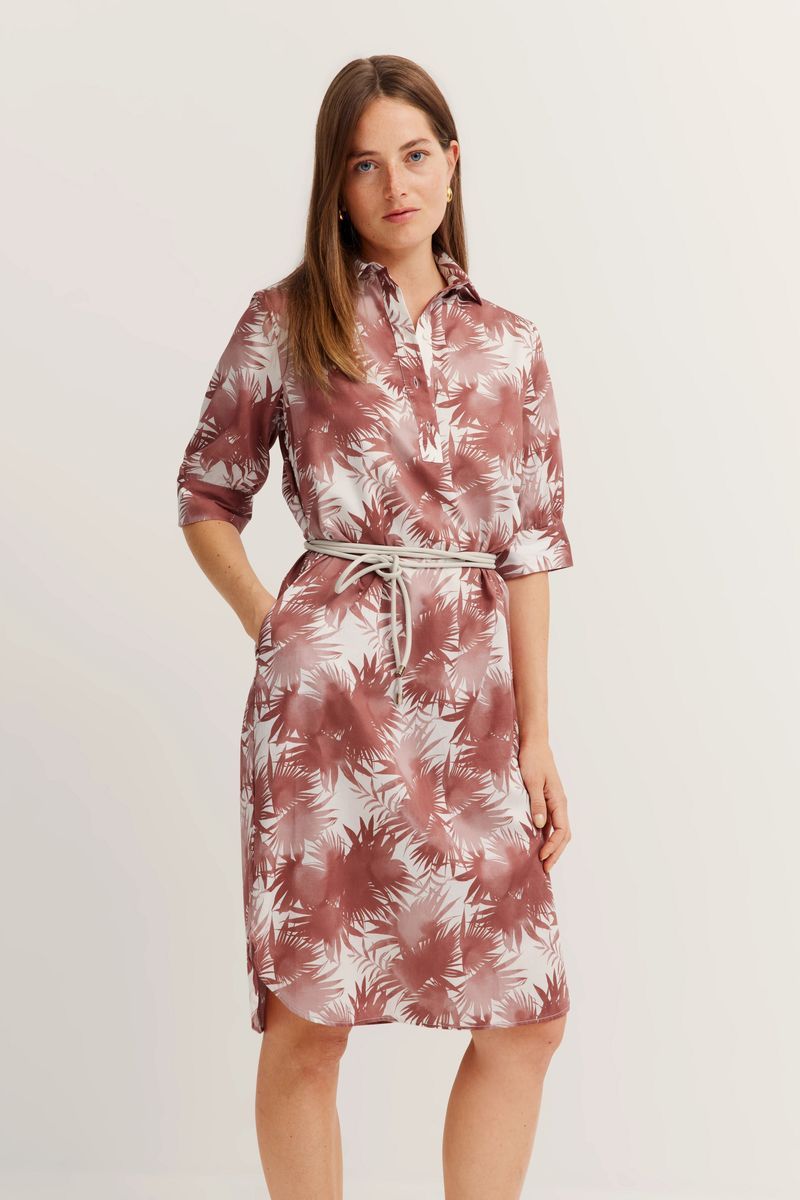 Hemdblusenkleid aus Baumwolle mit Blumendruck