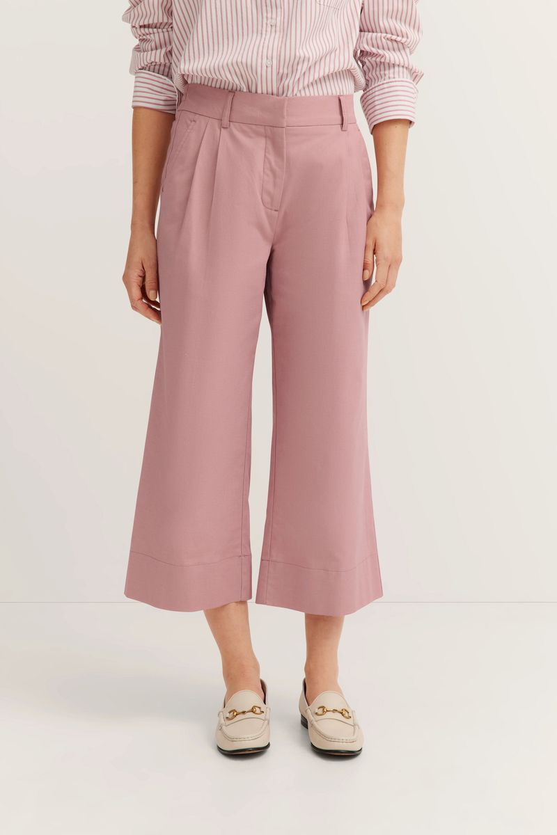 Cropped, weite Leinenhose