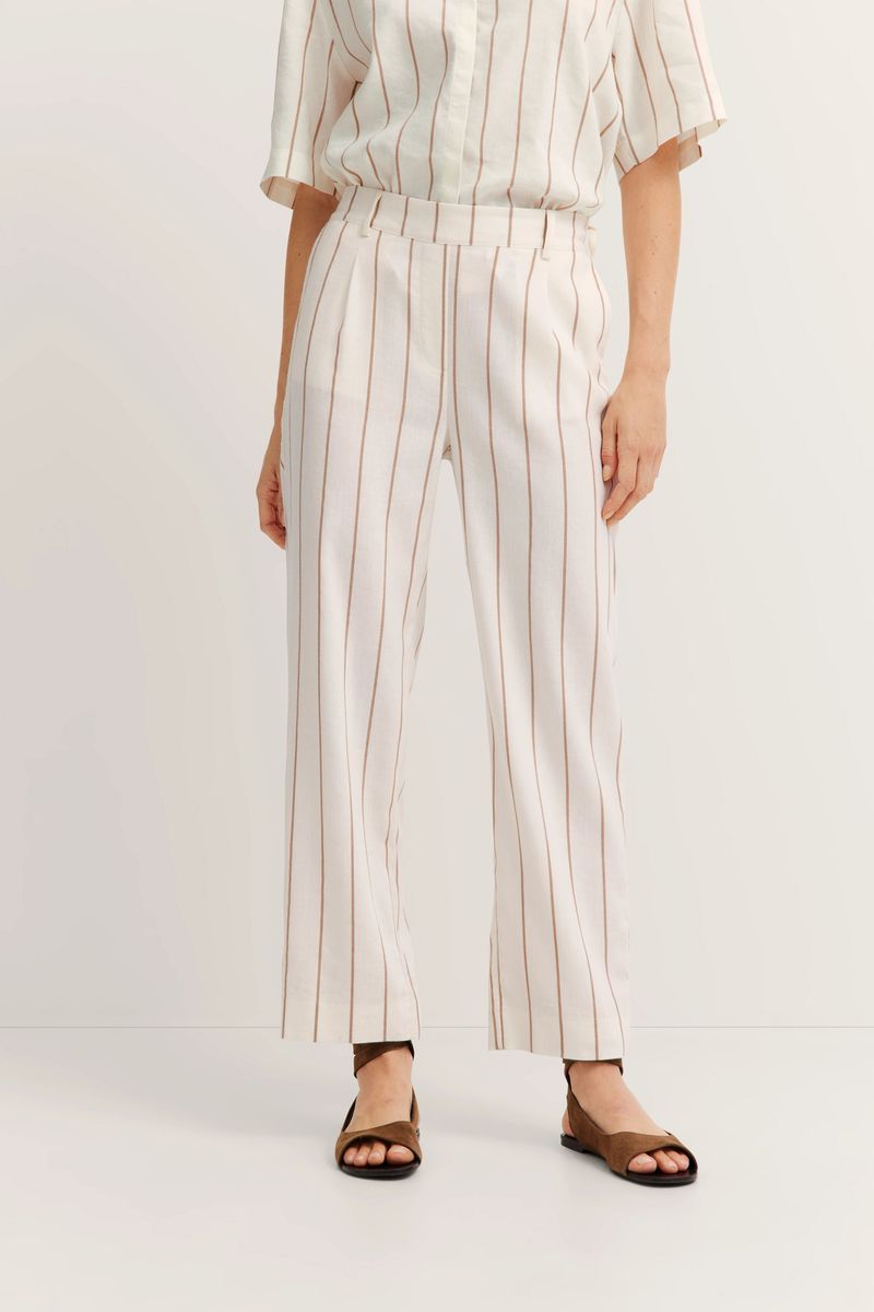 Gestreifte, hochtaillierte, weite Hose