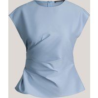 Himmelblaues Baumwollstretch-Blusen-Top