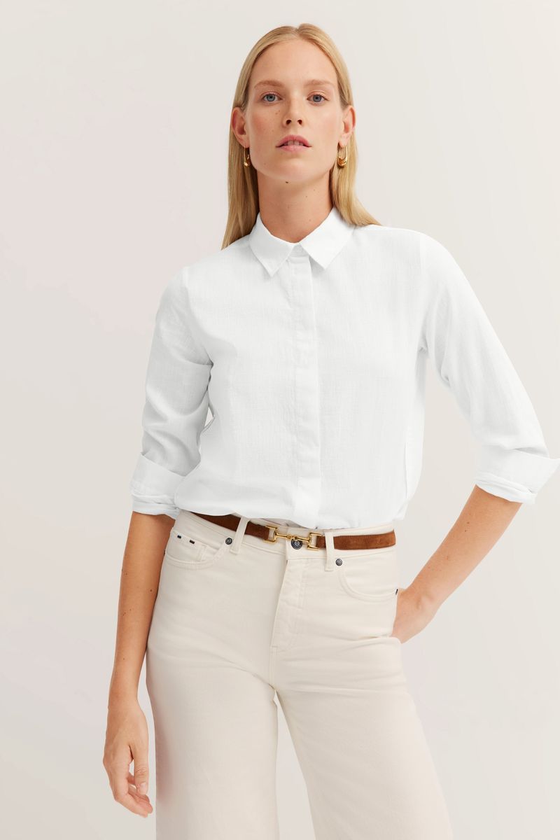 Klassisches Hemd aus Baumwoll-Leinen-Mischung