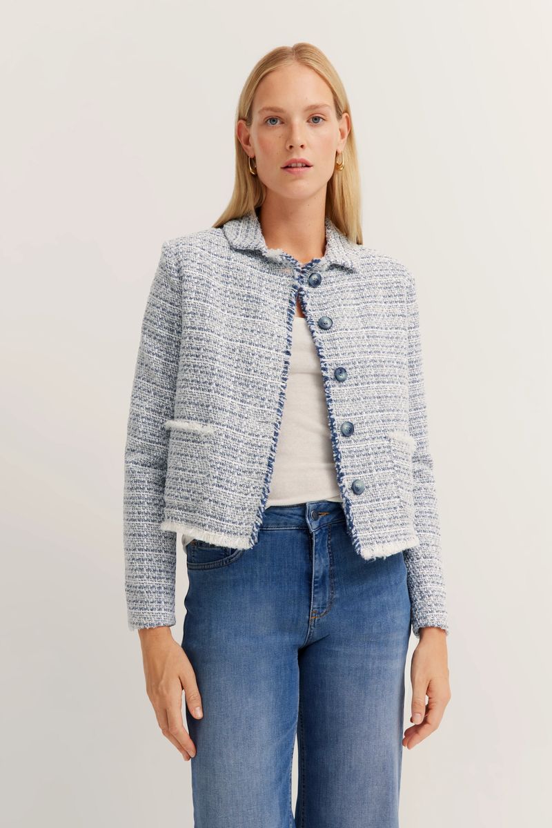 Elegante Bouclé Jacke mit Knöpfen