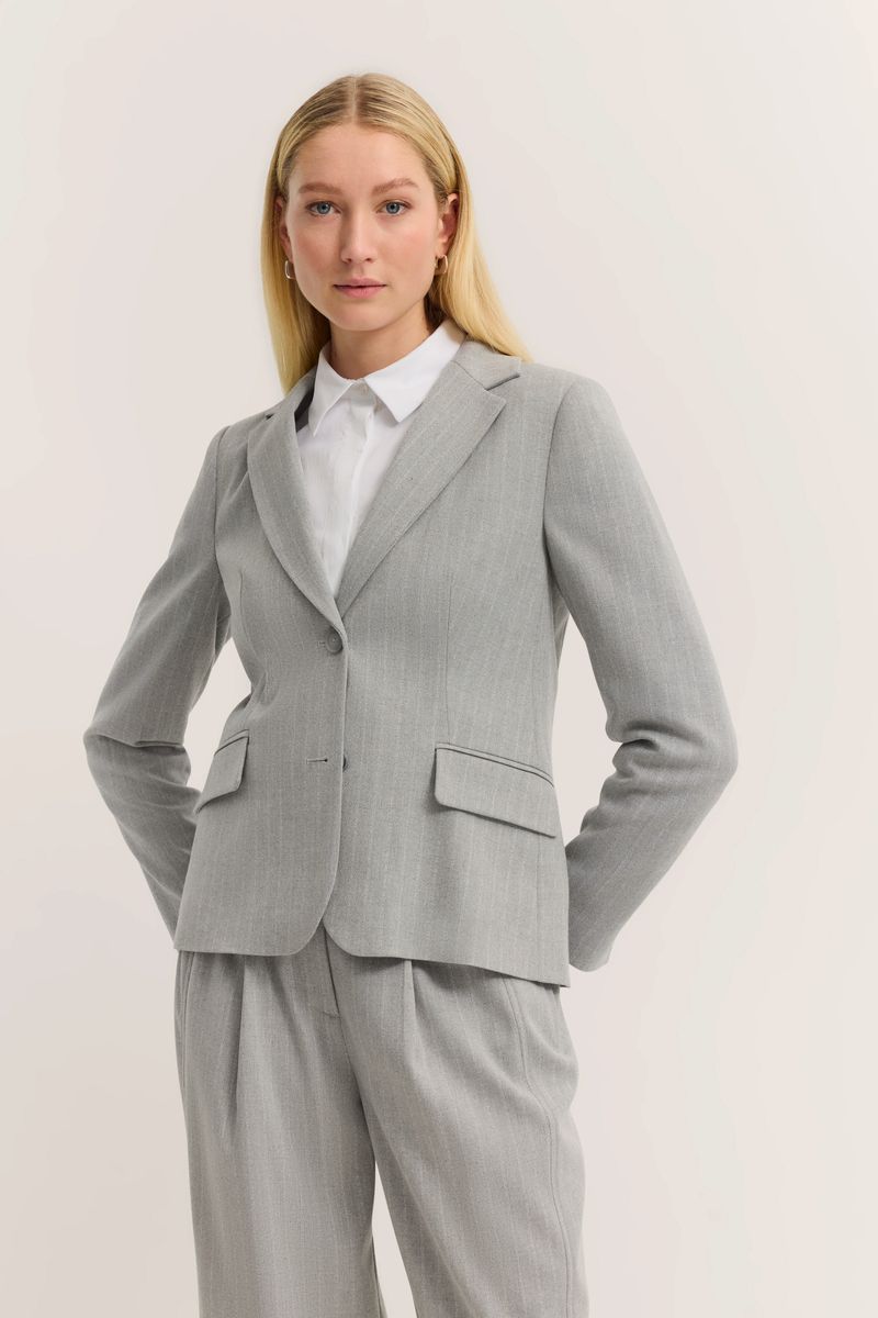 Eleganter Gestreifter Blazer in Grau