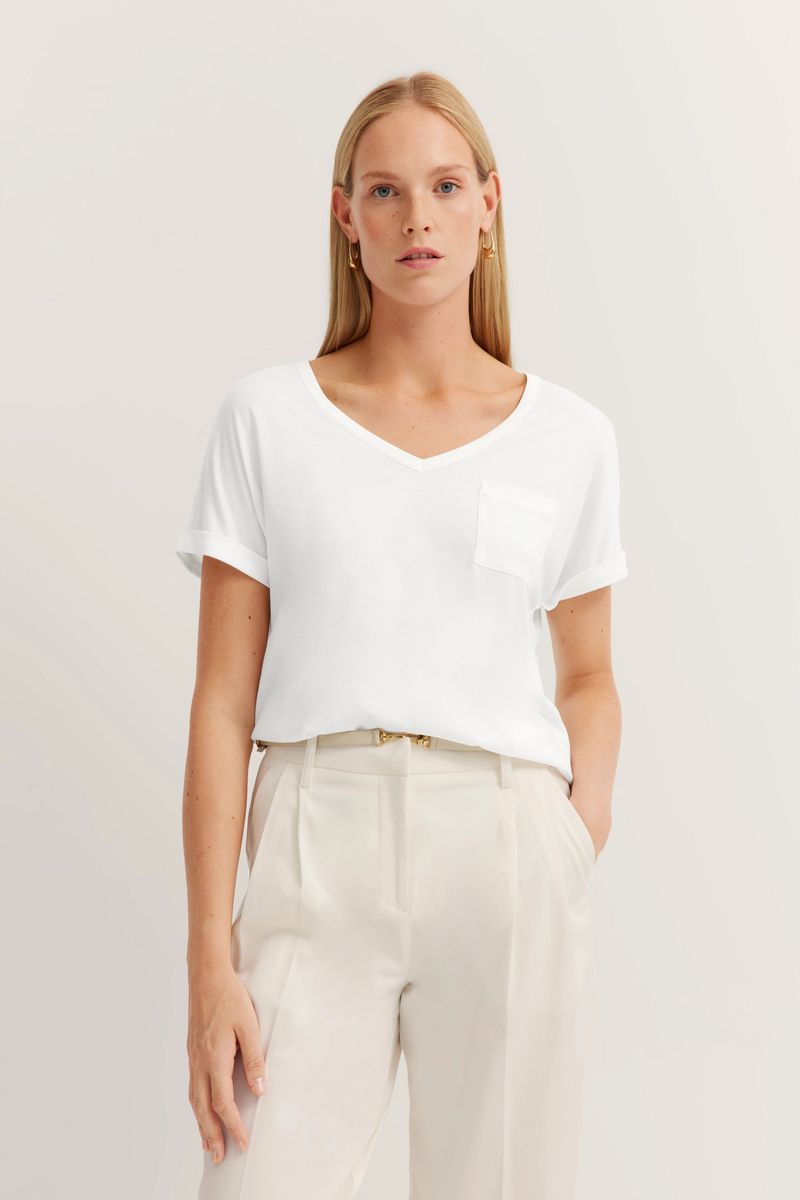 Locker geschnittenes Modal-Mischgewebe T-Shirt