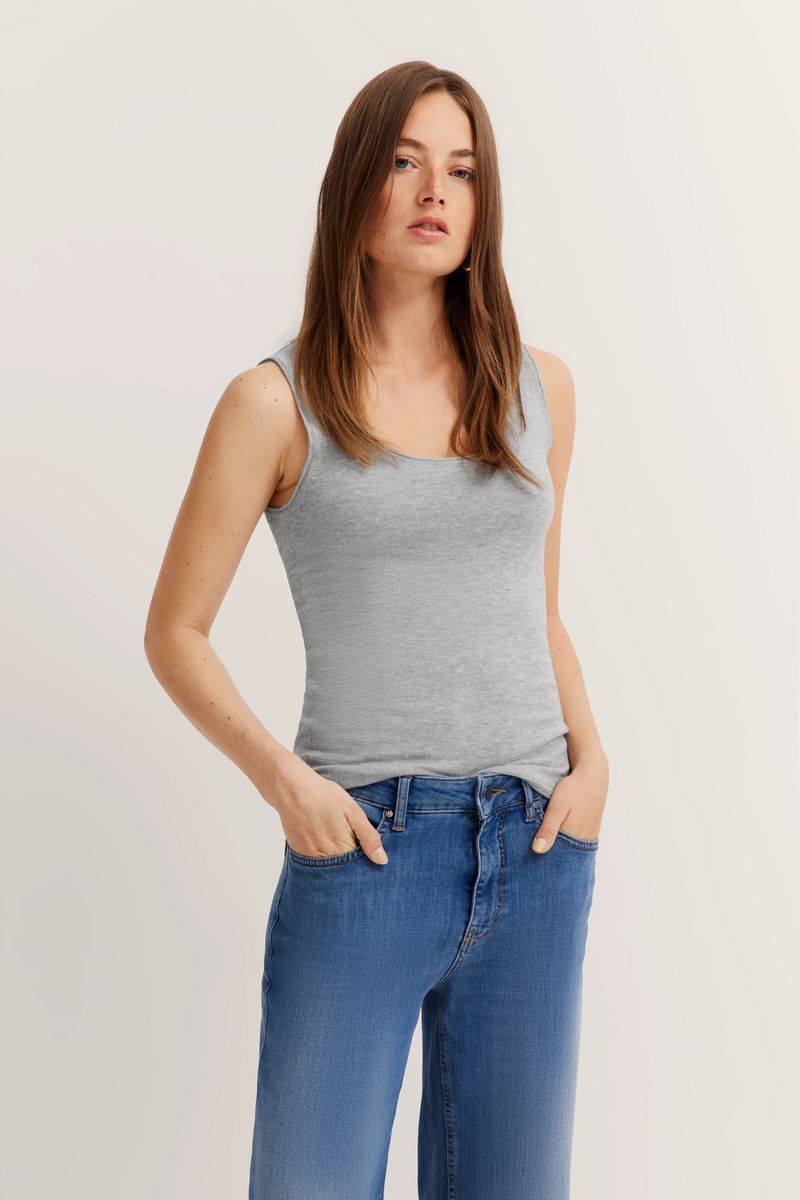 Ärmelloses Basic-Top aus Baumwollmischung