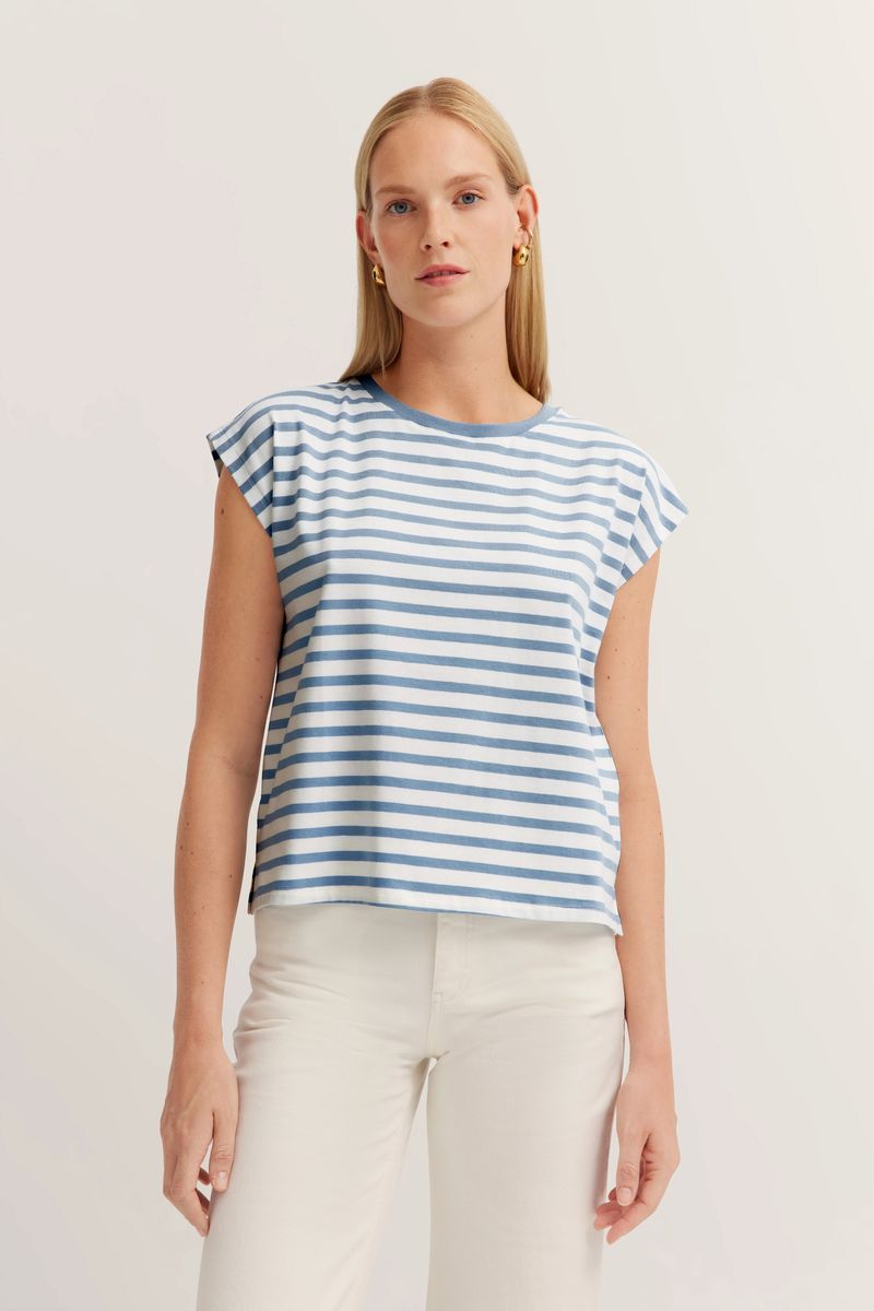 Gestreiftes T-Shirt aus Baumwollmischung