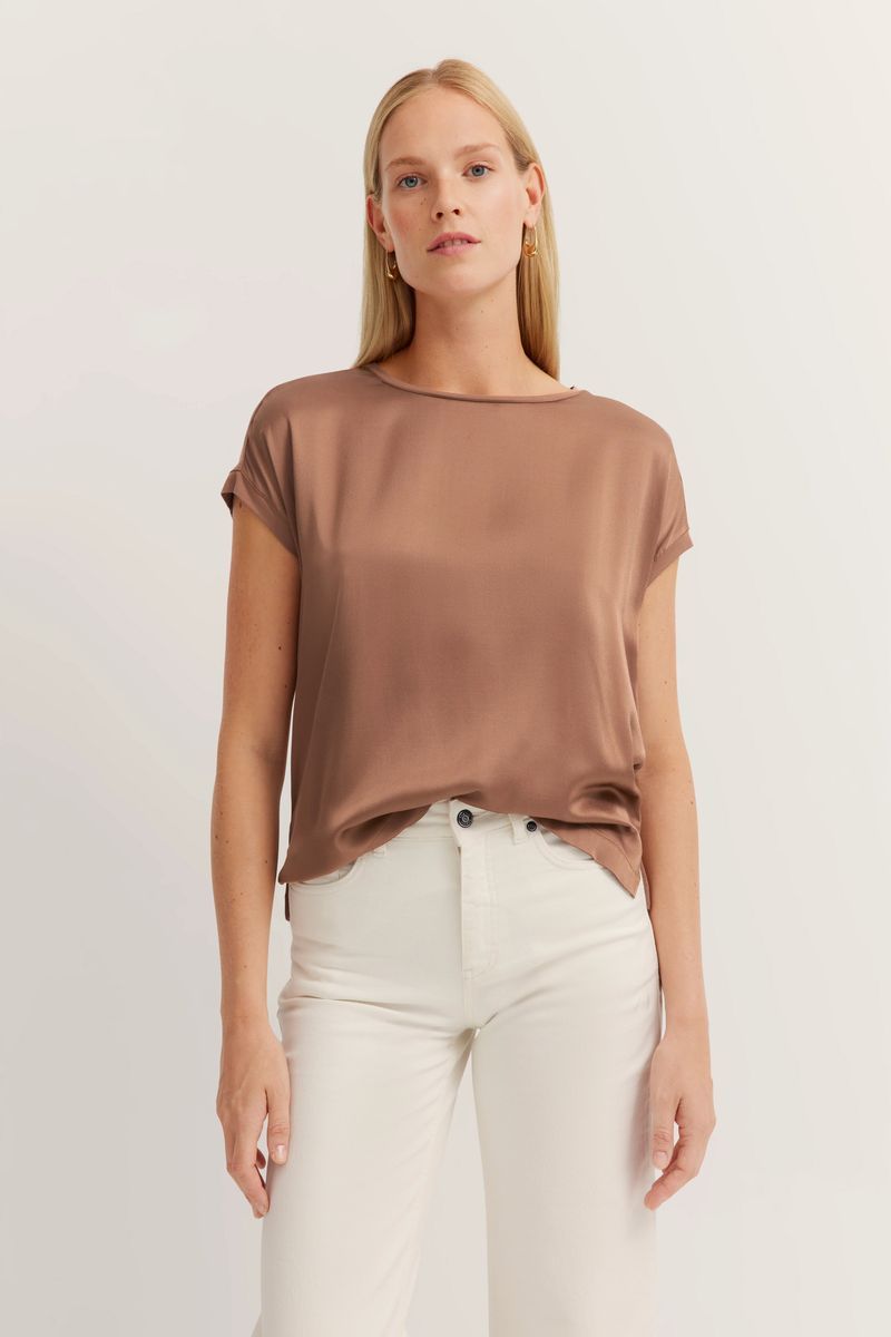 Satin-T-Shirt in Relaxed Fit