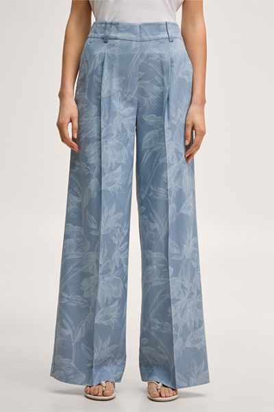Palazzo-Hose aus Viskose-Leinenmix mit Blumendruck