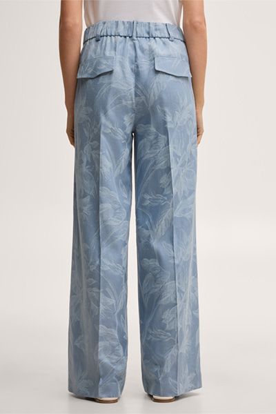 Palazzo-Hose aus Viskose-Leinenmix mit Blumendruck