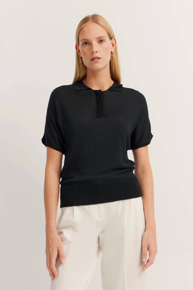 Elegantes Kurzarm-Strickpolohemd