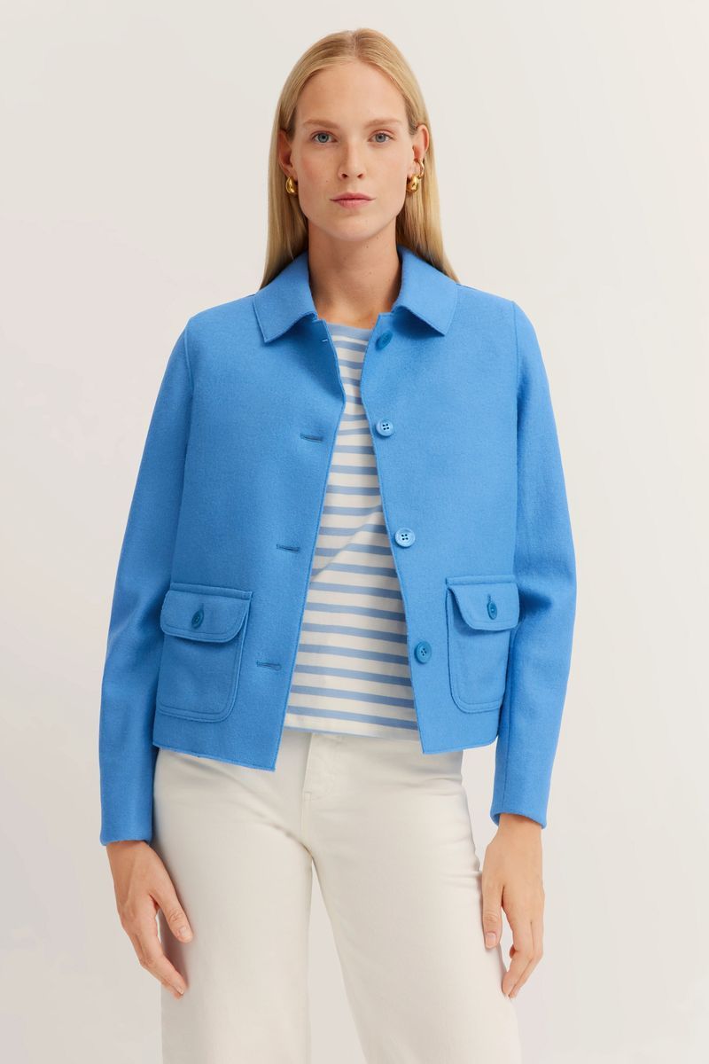 Klassische Cropped Jacke aus Wollmischung