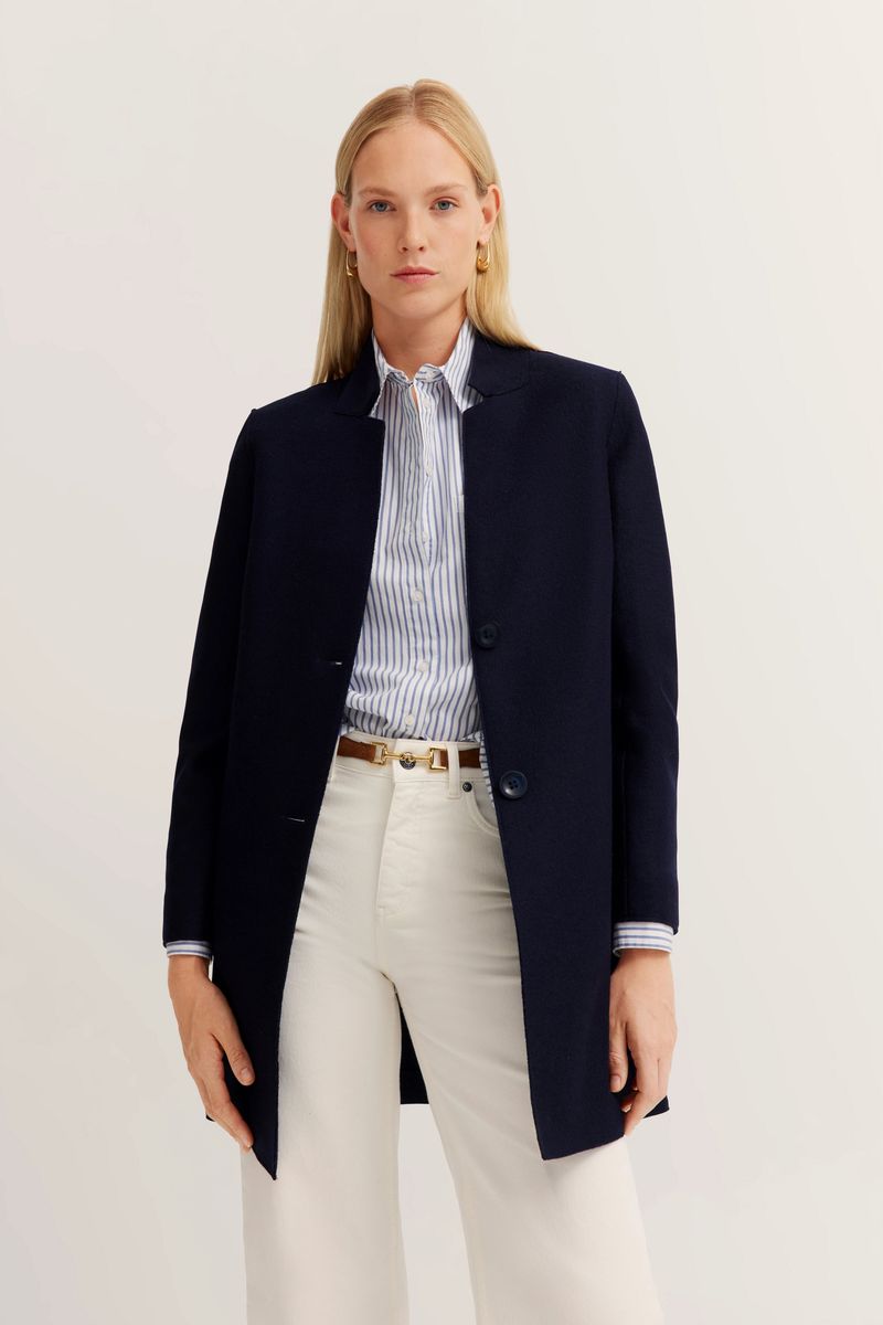 Eleganter Wollmischmantel mit Stehkragen