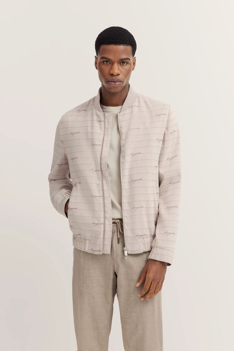 Lässige beige Jacke mit College-Kragen