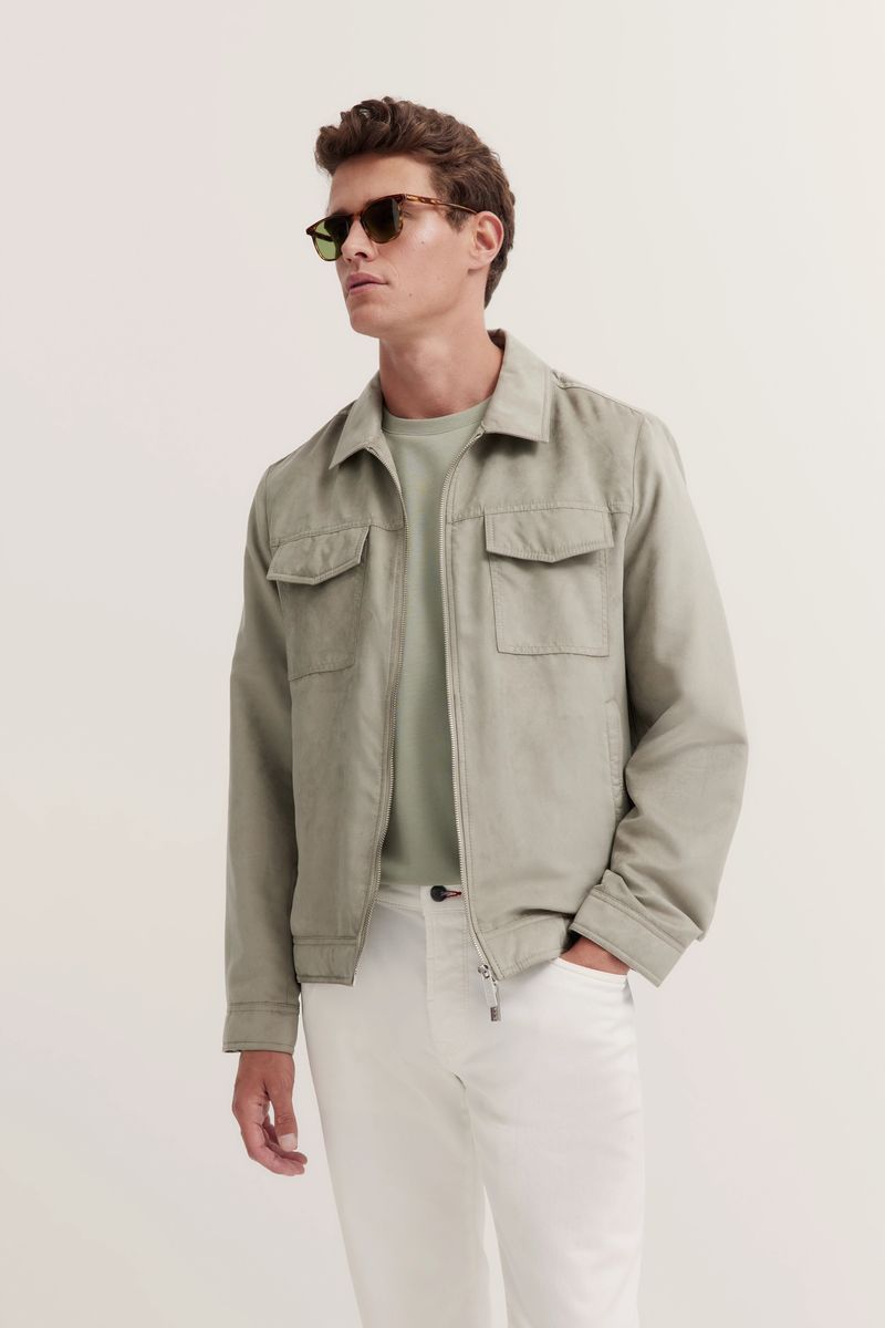 Wasserabweisende Velourslederjacke in Moos