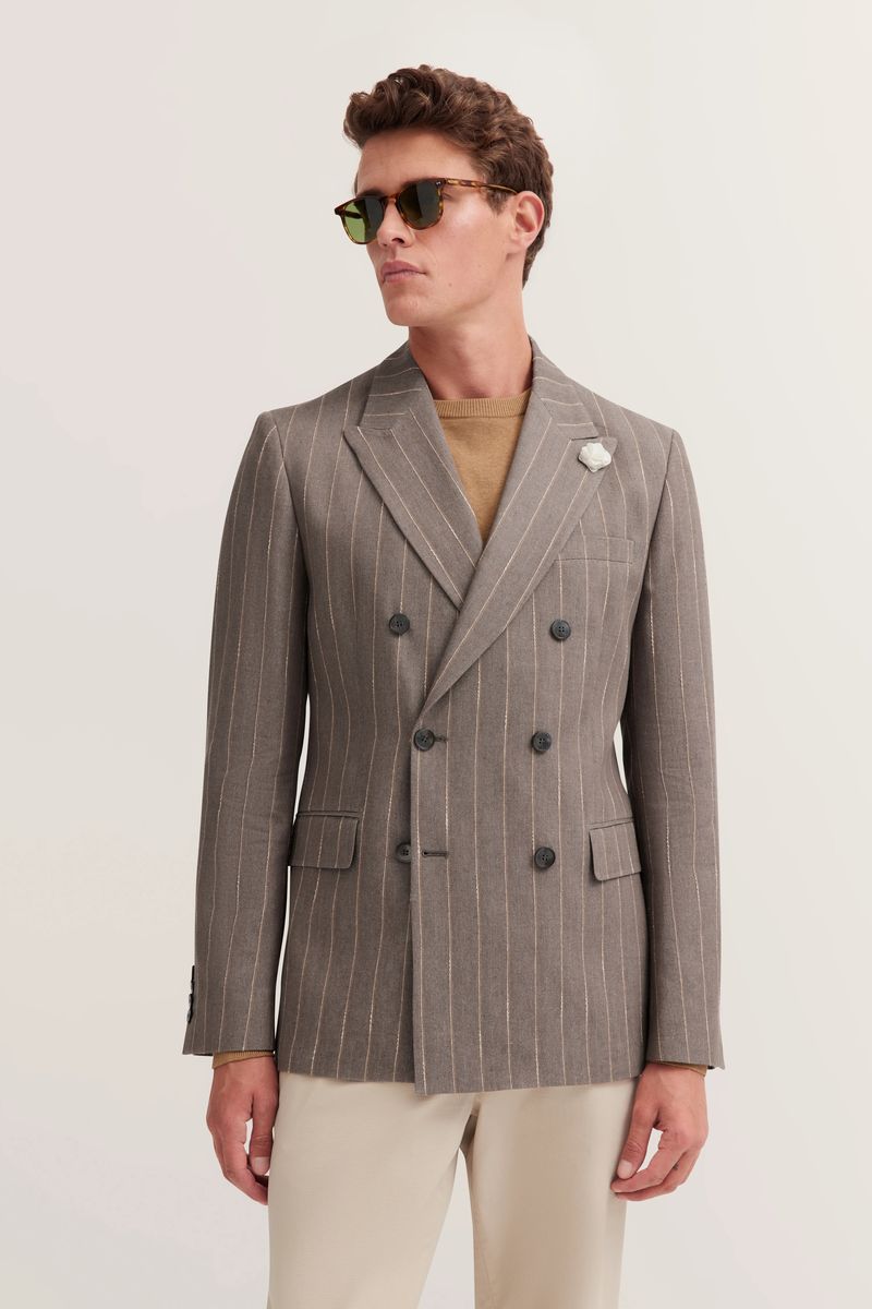 Elegantes Nadelstreifen-Leinenmischungs-Sakko