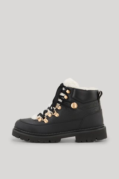 Bogner Estate Misto Hestia Schwarze Leder Stiefeletten mit Shearling