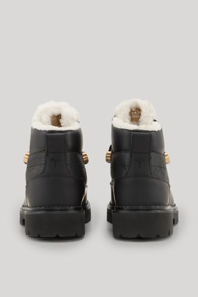 Bogner Estate Misto Hestia Schwarze Leder Stiefeletten mit Shearling