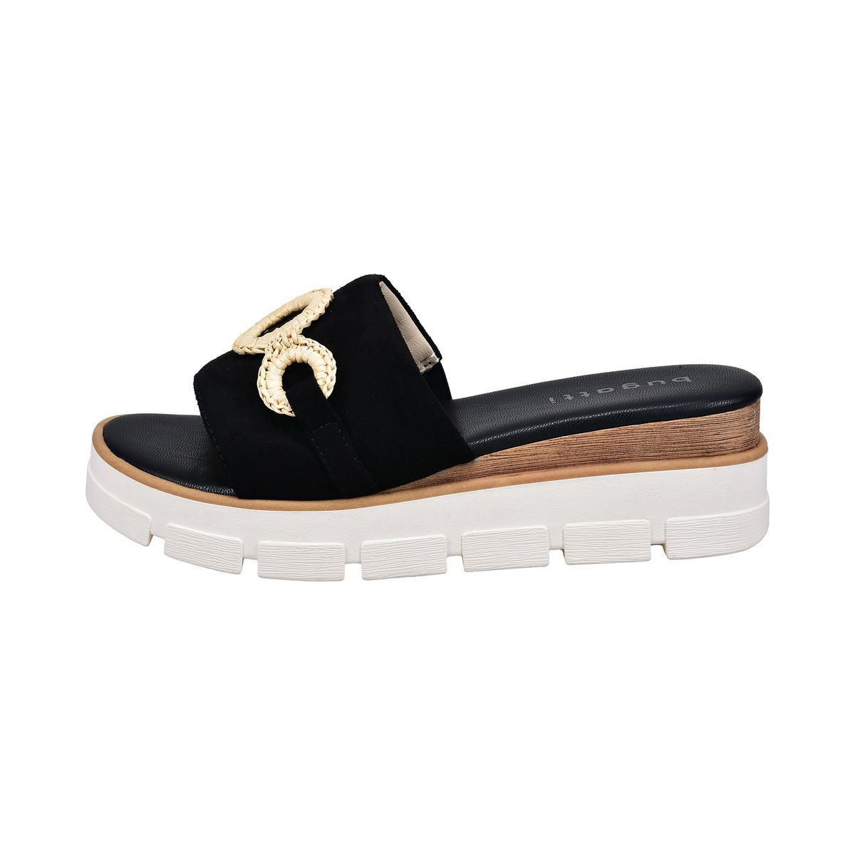 Schwarze Plateausandale mit Webdetail