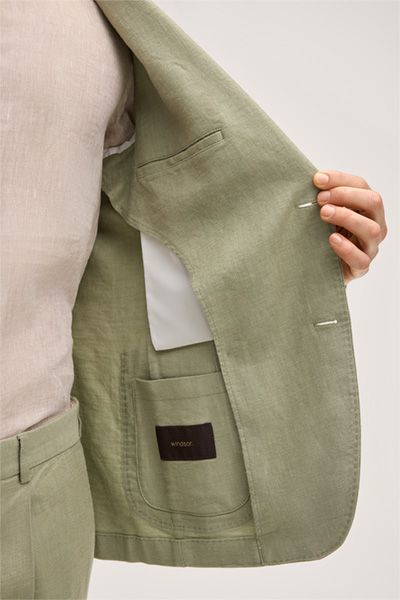 Hellgrüner Leinenmischungsblazer
