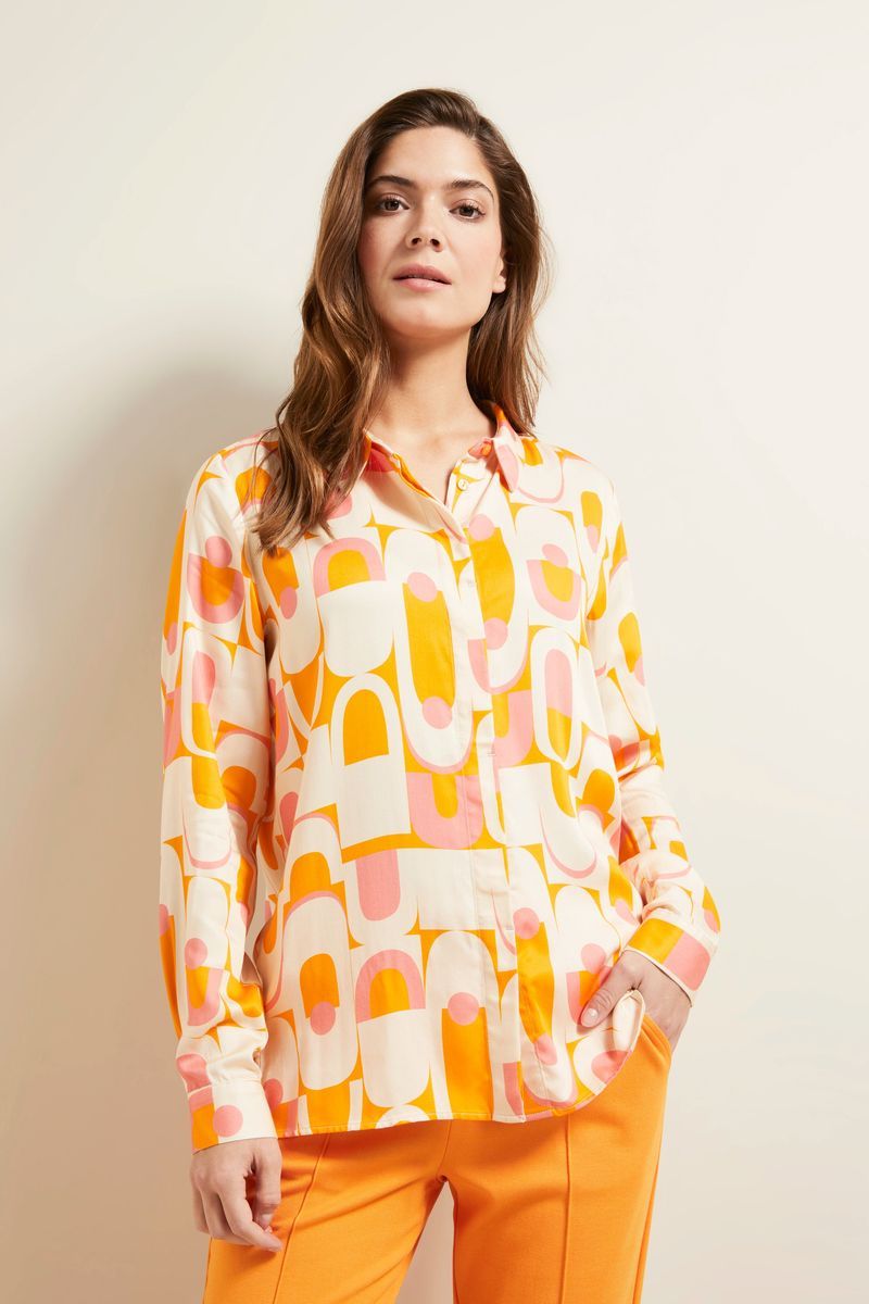 Retro Grafikmuster Hemdbluse
