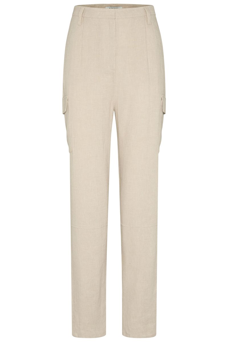 Beige Cargohose aus Leinenmischung