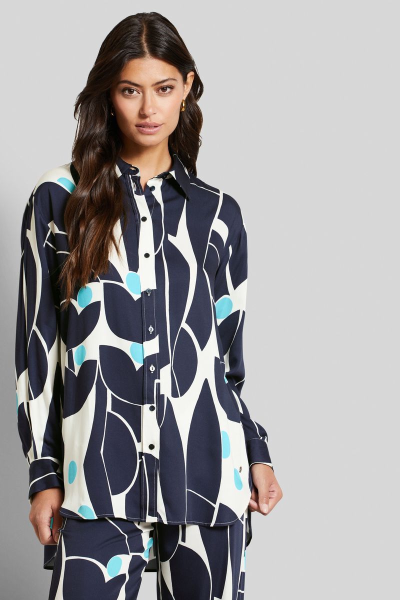 Viskose-Hemdbluse mit abstraktem Muster