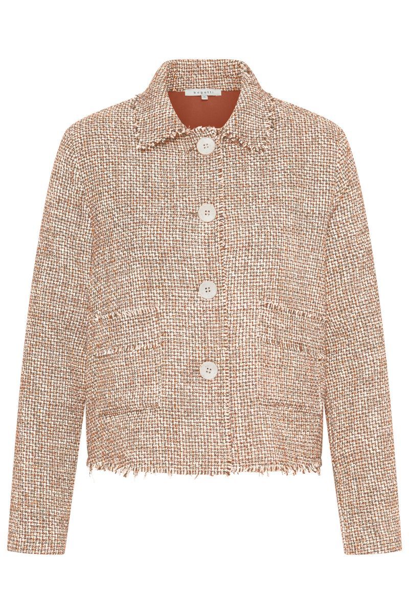 Strukturierte Bouclé-Jacke mit aufgesetzten Taschen