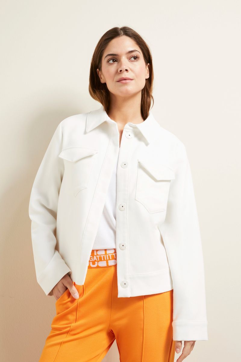 Ecru Jacke mit aufgesetzten Taschen